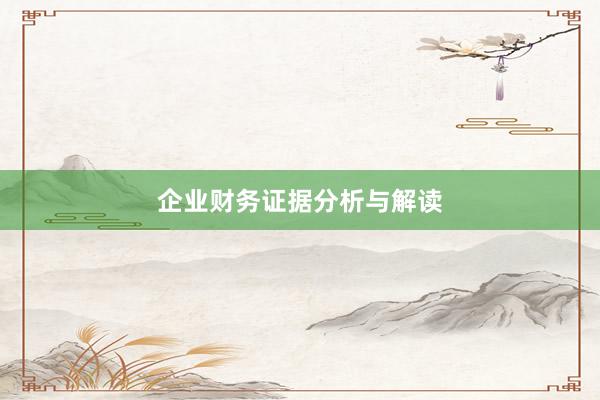 企业财务证据分析与解读